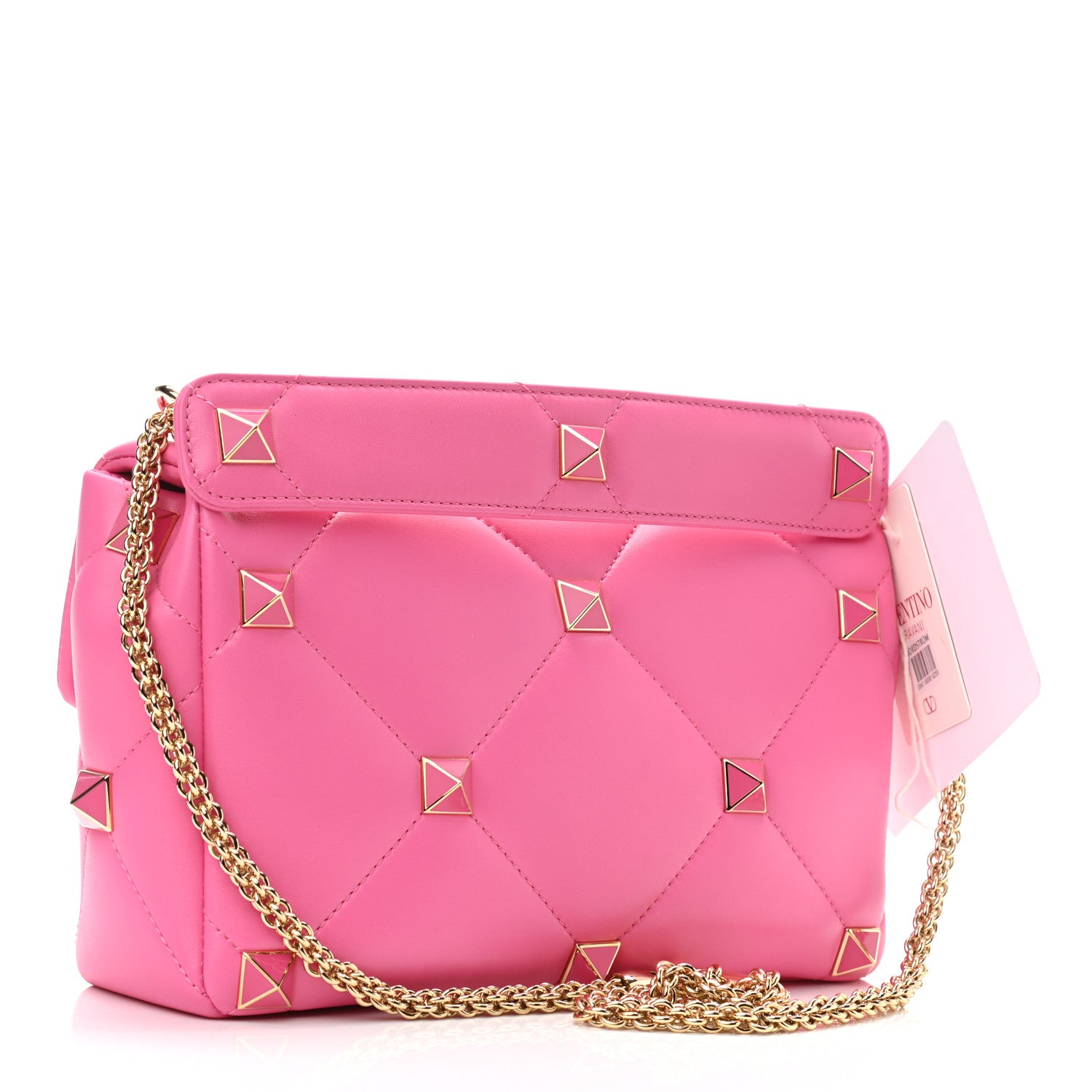 Valentino Garavani Nappa Enamel Large Roman Stud Shoulder Bag Feminine Pink 3 of 9