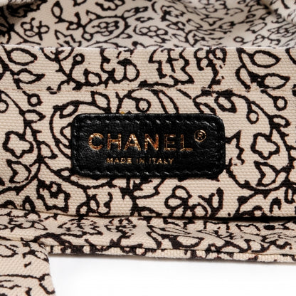 Chanel Canvas Printed Tote Bag Beige Black 7 of 8