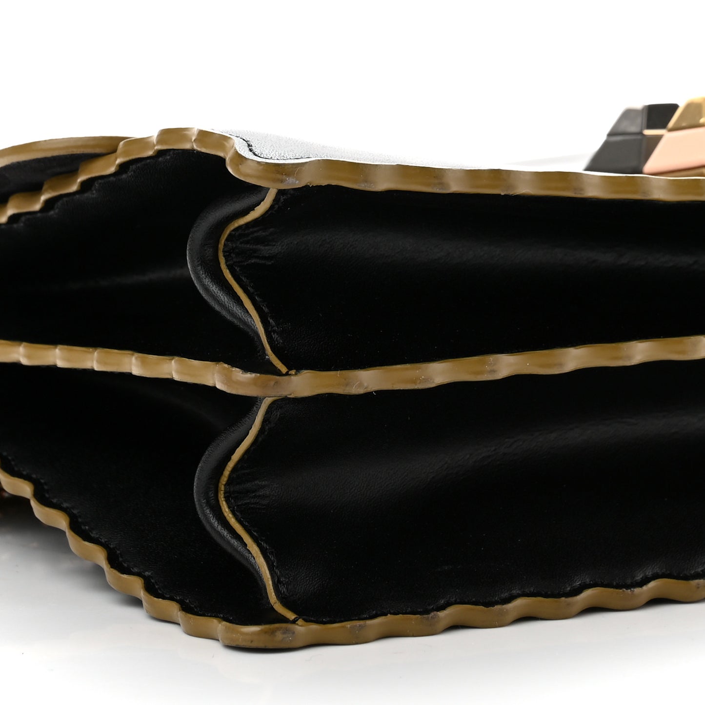 Vitello Liberty Scalloped Studded Kan I Shoulder Bag Black