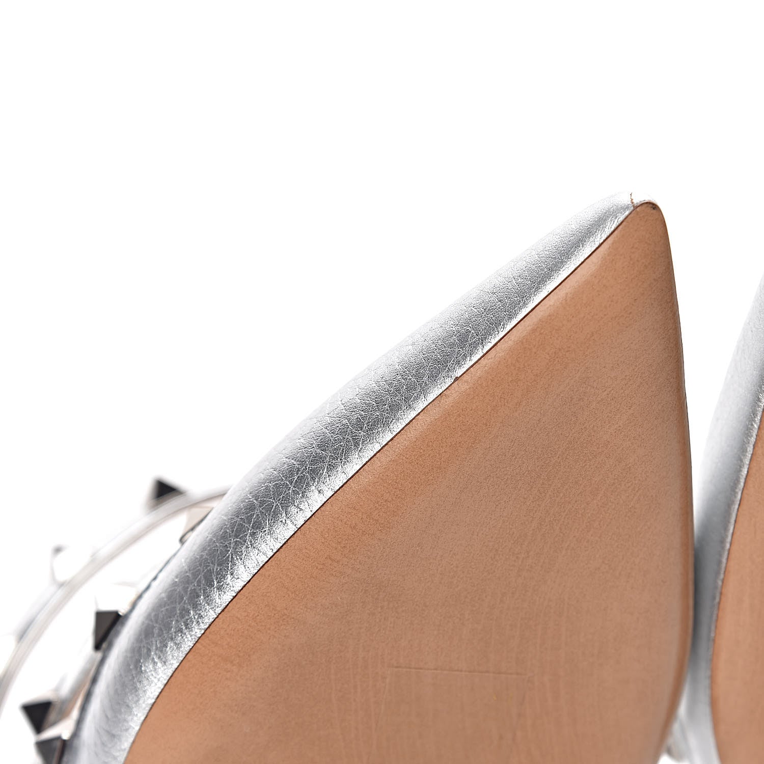Valentino Garavani Metallic Pebbled Calfskin Rockstud 90mm Cage Mules 36.5 Silver 8 of 10