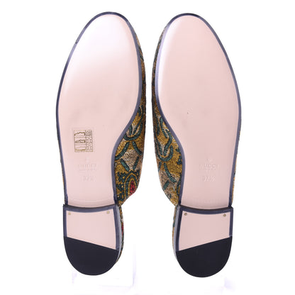 Gucci Iridescent Brocade Womens Princetown Slippers 37.5 Gold Multicolor 5 of 10