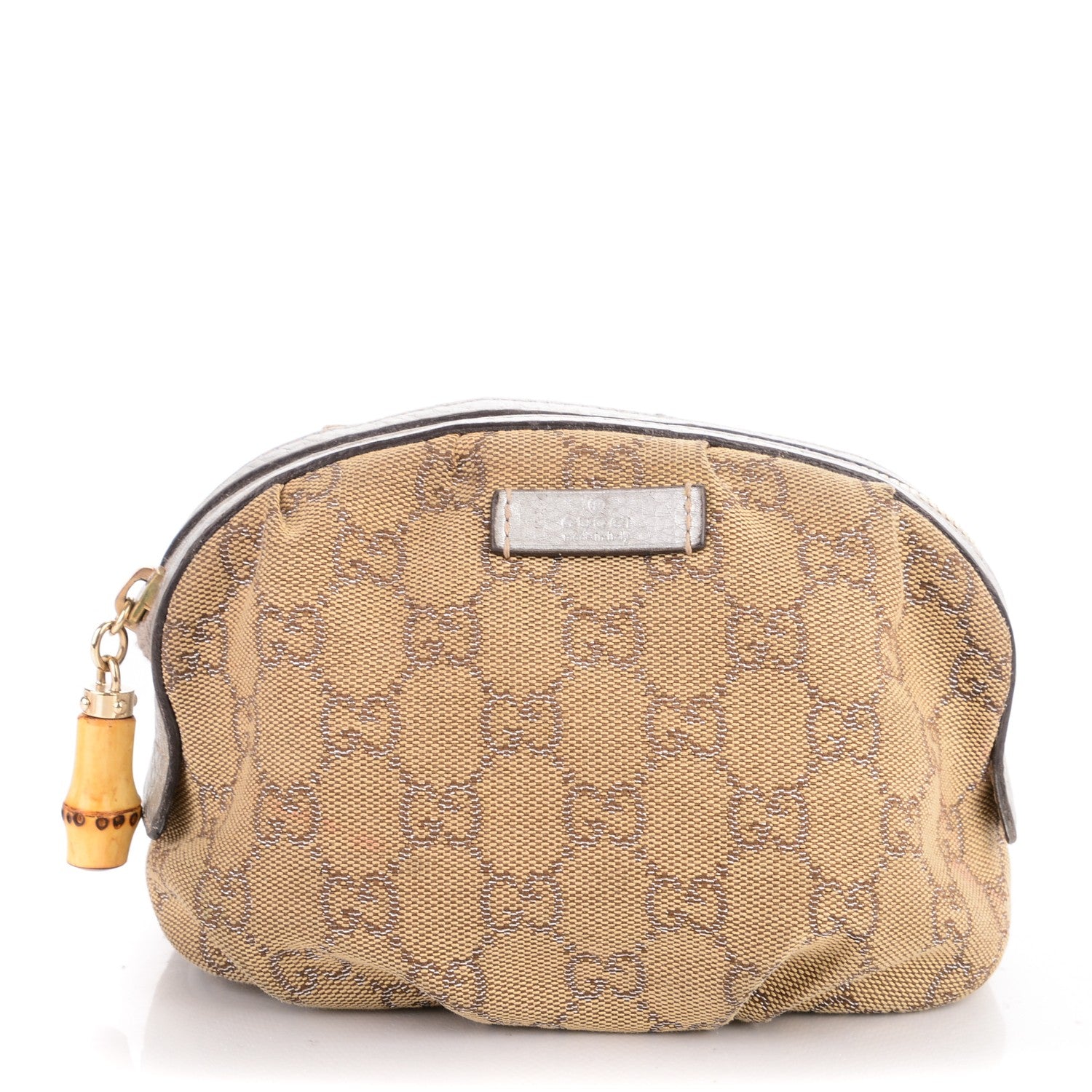 Gucci Monogram Medium Bamboo Cosmetic Case Silver 1 of 6