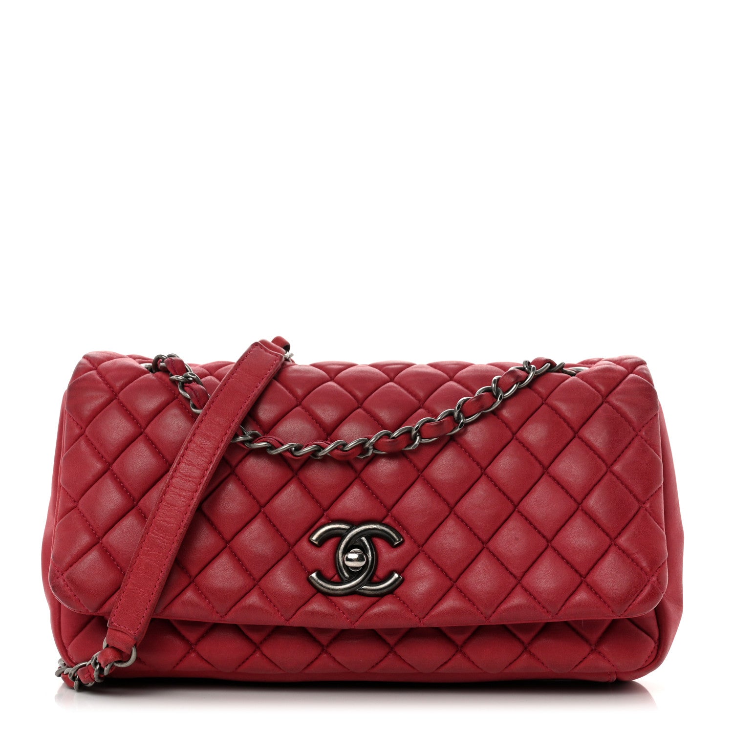 Chanel Iridescent Calfskin Small New Bubble Quilt Flap Fuchsia 1 of 12
