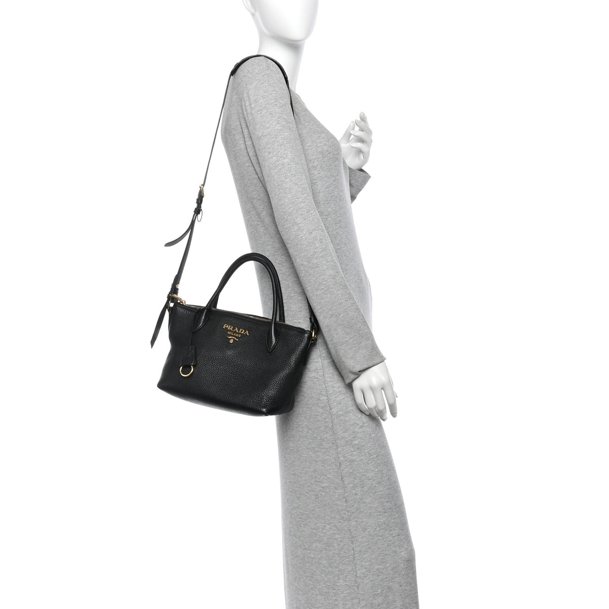 Prada Vitello Daino Small Tote Black 2 of 12