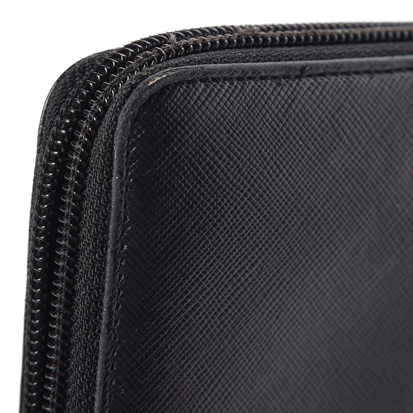 Saffiano Triangle Zip Around Wallet Black
