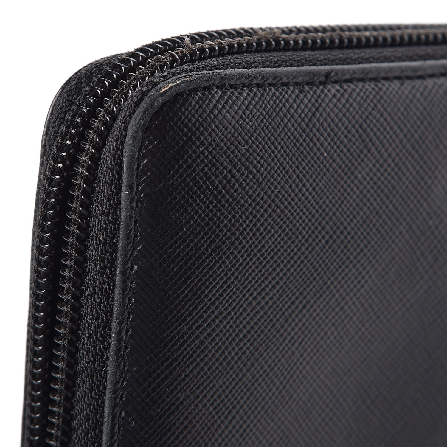 Prada Saffiano Triangle Zip Around Wallet Black 8 of 9