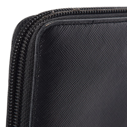 Prada Saffiano Triangle Zip Around Wallet Black 8 of 9