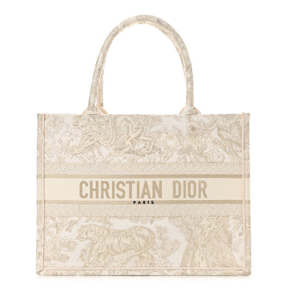 Christian Dior Canvas Embroidered Medium Dioriviera Toile De Jouy Book Tote Gold 1 of 15