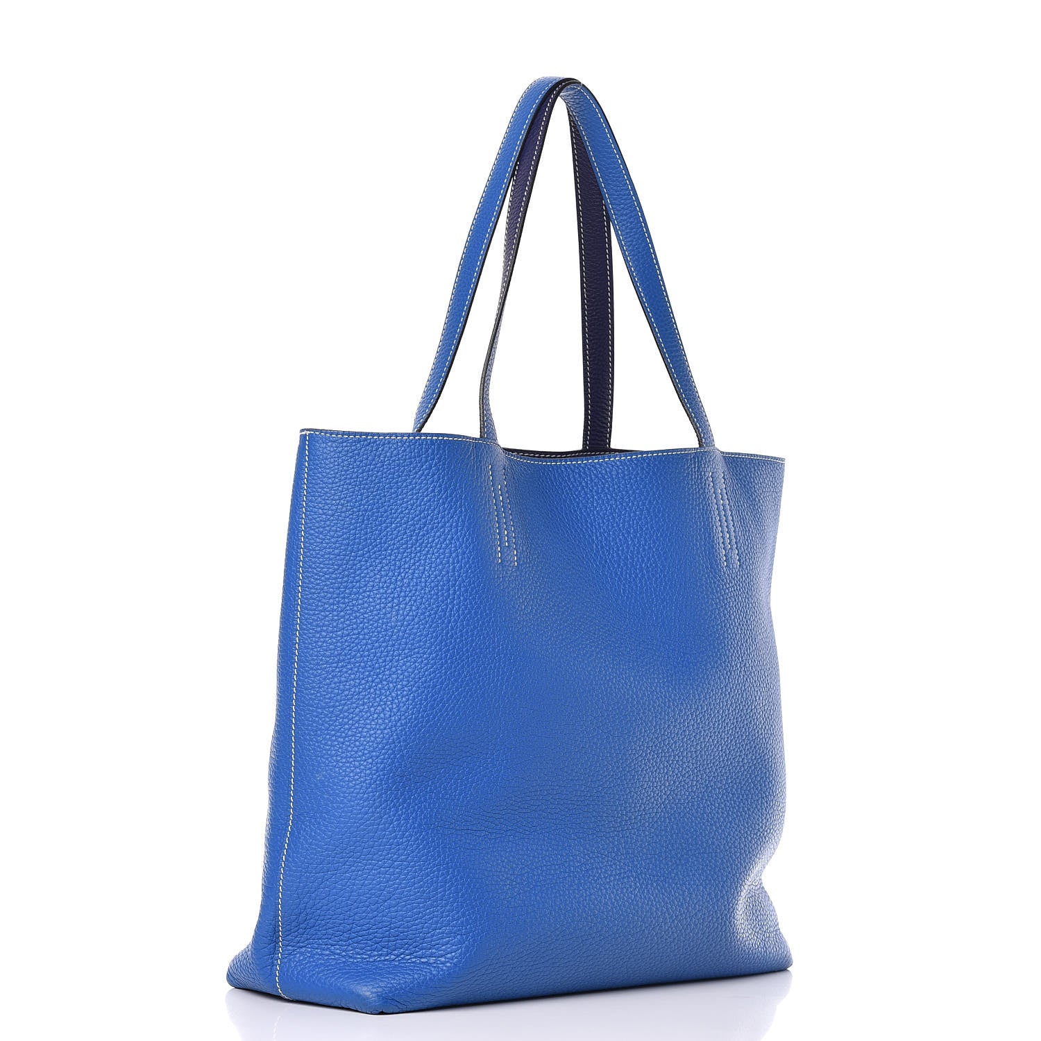 Hermes Taurillon Clemence Double Sens 45 Reversible Tote Bleu Encre Zellige 4 of 29