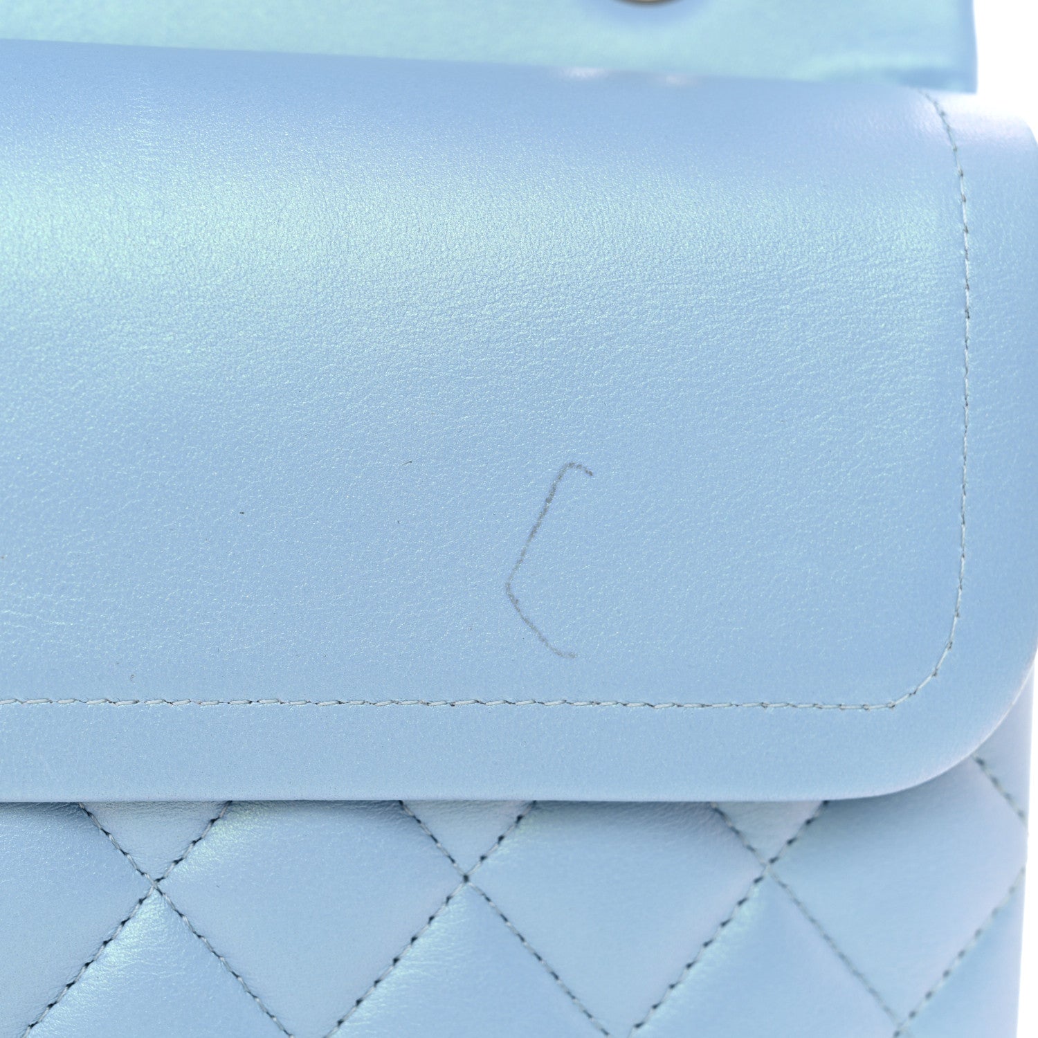 Chanel Iridescent Lambskin Quilted Medium Double Flap Light Blue 13 of 14