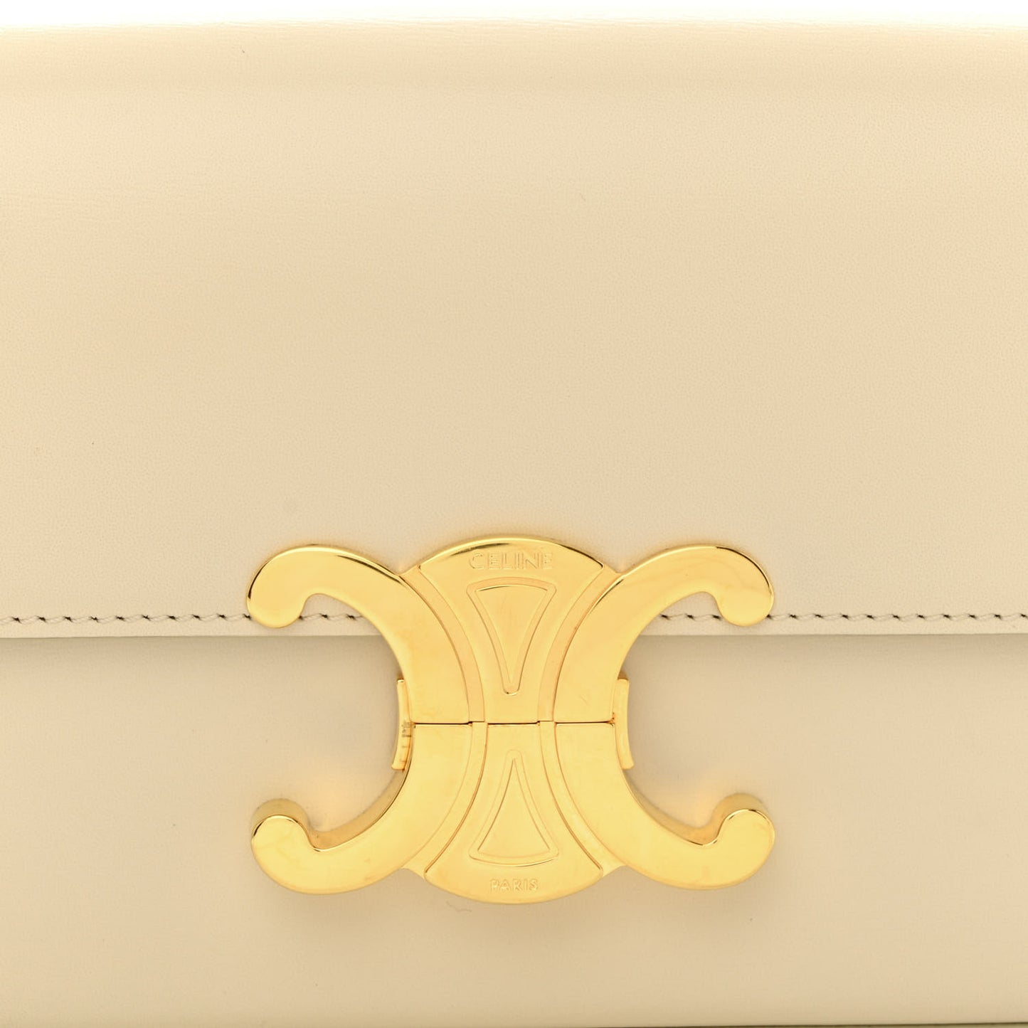 Natural Calfskin Triomphe Shoulder Bag White