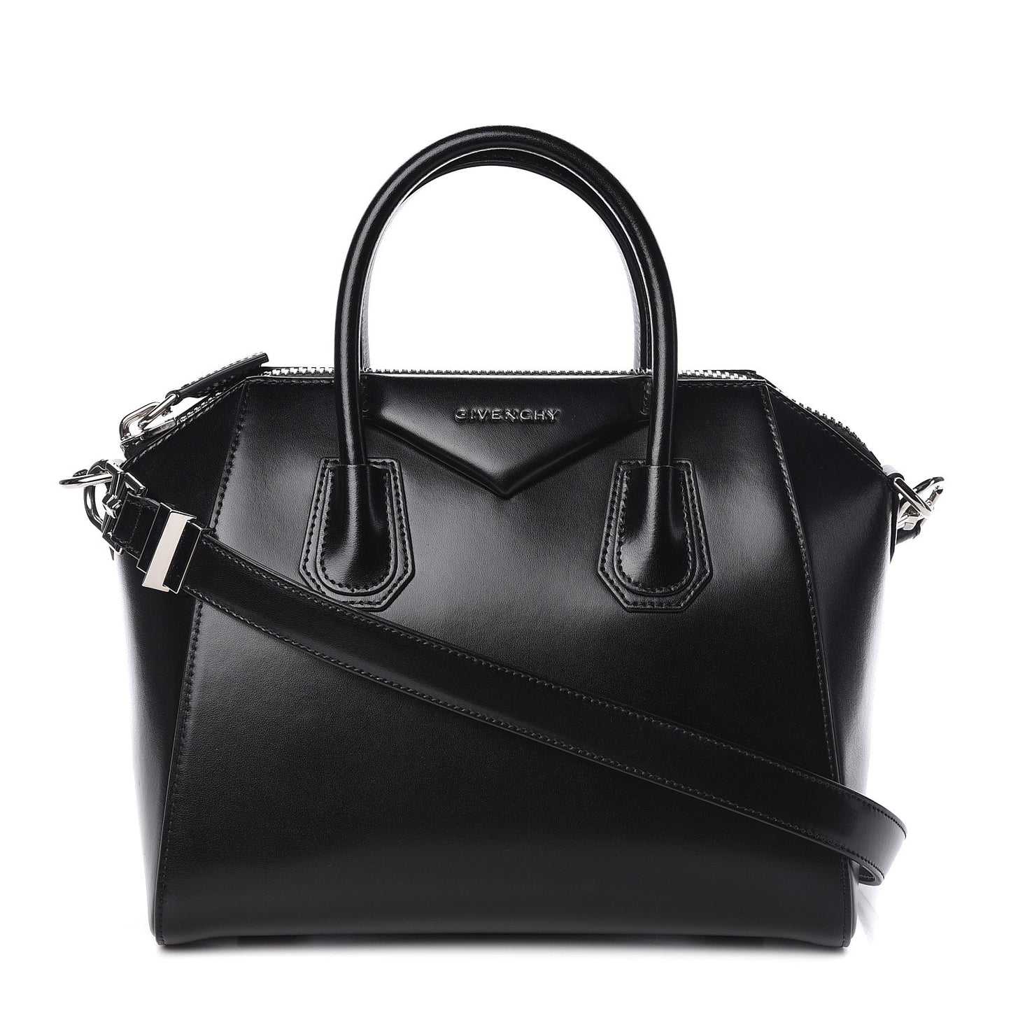 Shiny Lord Calfskin Small Antigona Black
