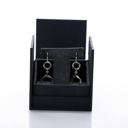 David Yurman Sterling Silver Pave Diamond 40mm Double Drop Infinity Earrings 5 of 5