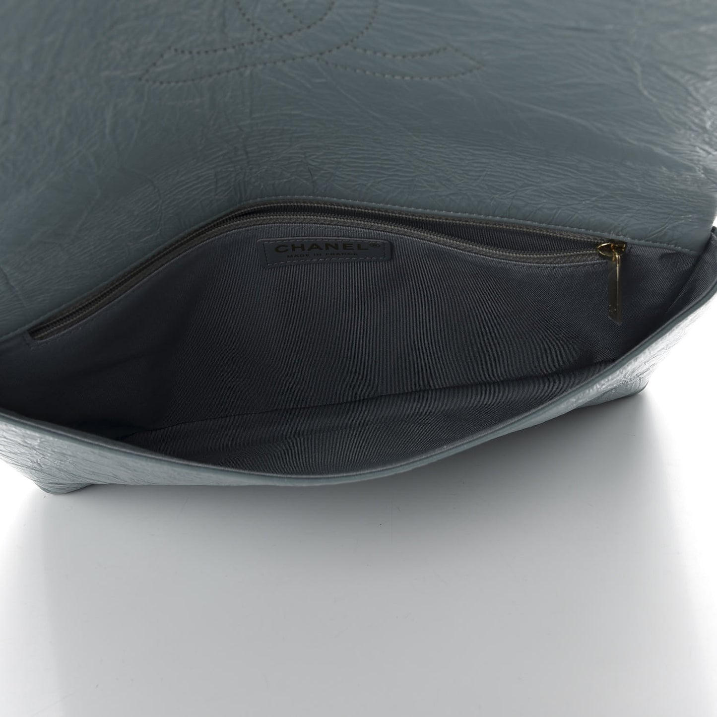 Crumpled Calfskin Coco Pleats Clutch Light Blue