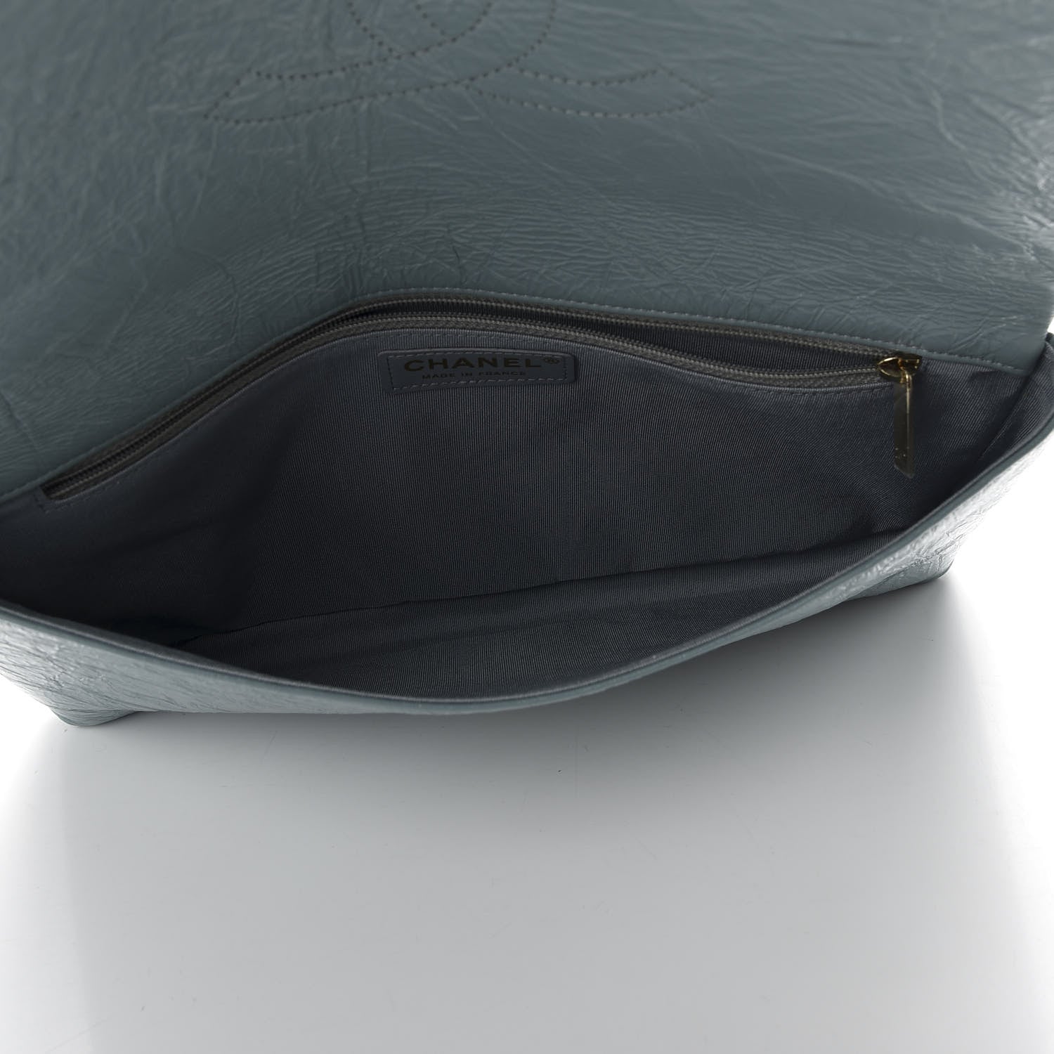 Chanel Crumpled Calfskin Coco Pleats Clutch Light Blue 6 of 9
