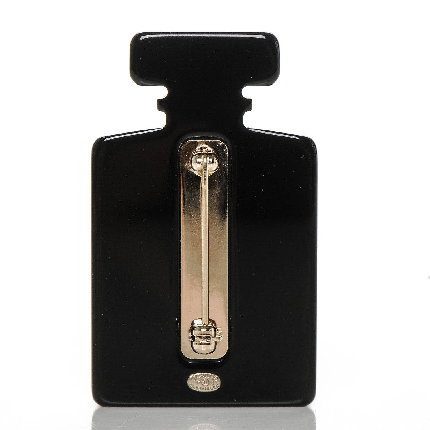 Chanel Resin Strass Perfume Bottle CC Brooch Black Gold 2 of 3
