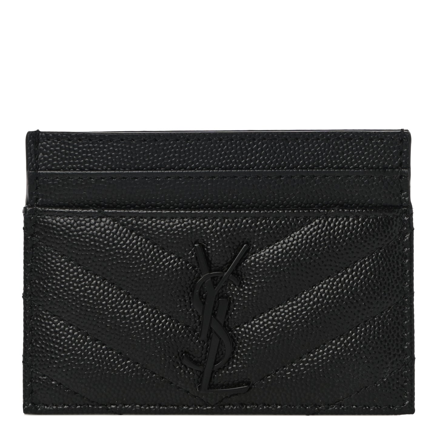 Grain De Poudre Matelasse Chevron Monogram Credit Card Case Black