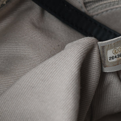Chanel Striped Canvas Deauville Drawstring Bag Grey Black 7 of 11
