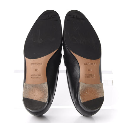 Hermes Goatskin Womens Royal Loafers 35 Black 5 of 10
