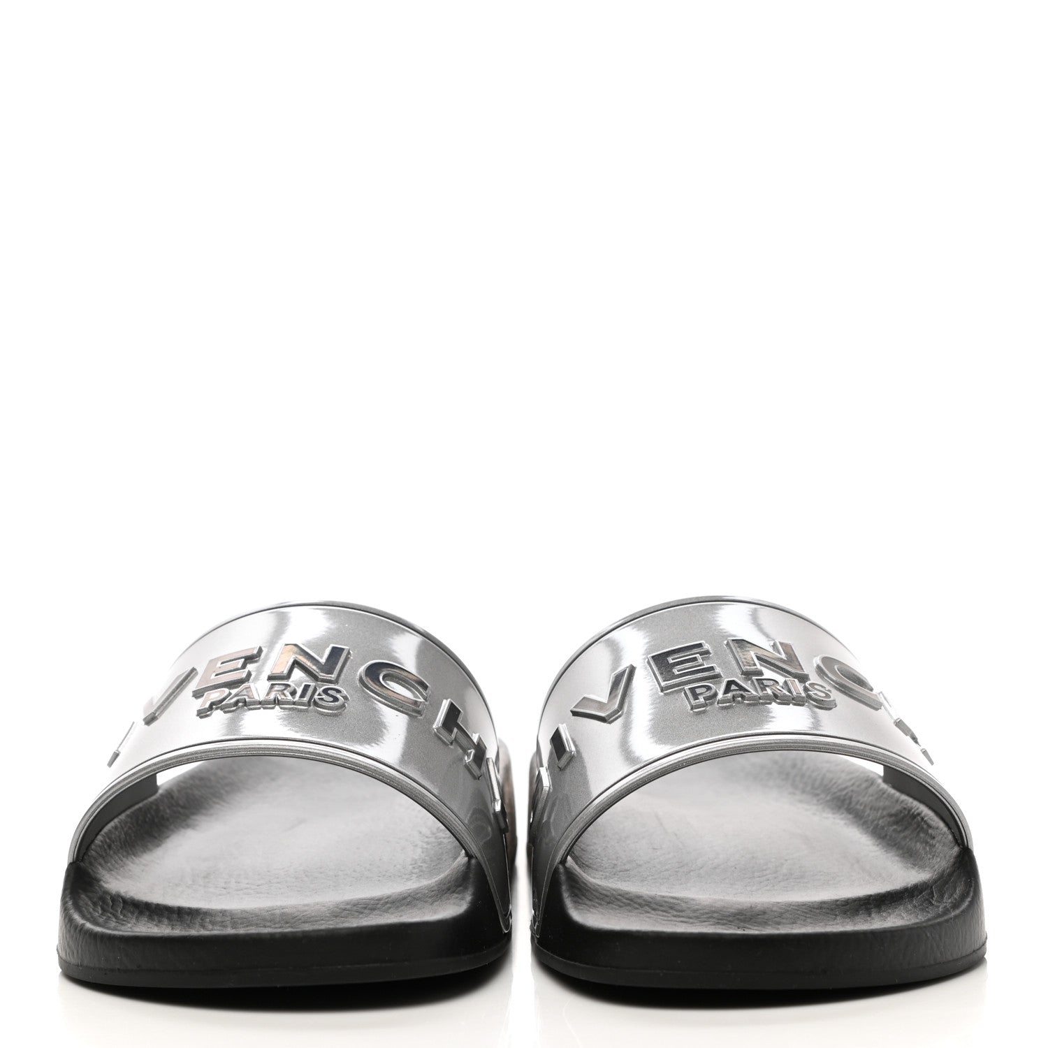 Givenchy Metallic Rubber Logo Womens Pool Slide Sandals 35 Silver 2 of 8