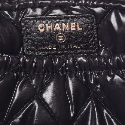 Chanel Grained Calfskin Quilted Small Curvy Pouch Cosmetic Case Black 6 of 7