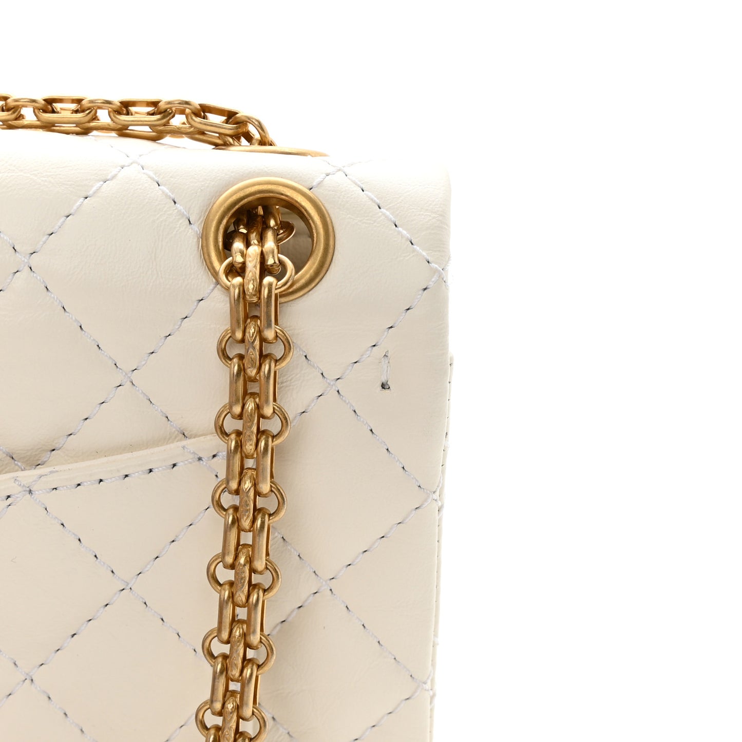 Aged Calfskin Quilted 2.55 Reissue Mini Flap White