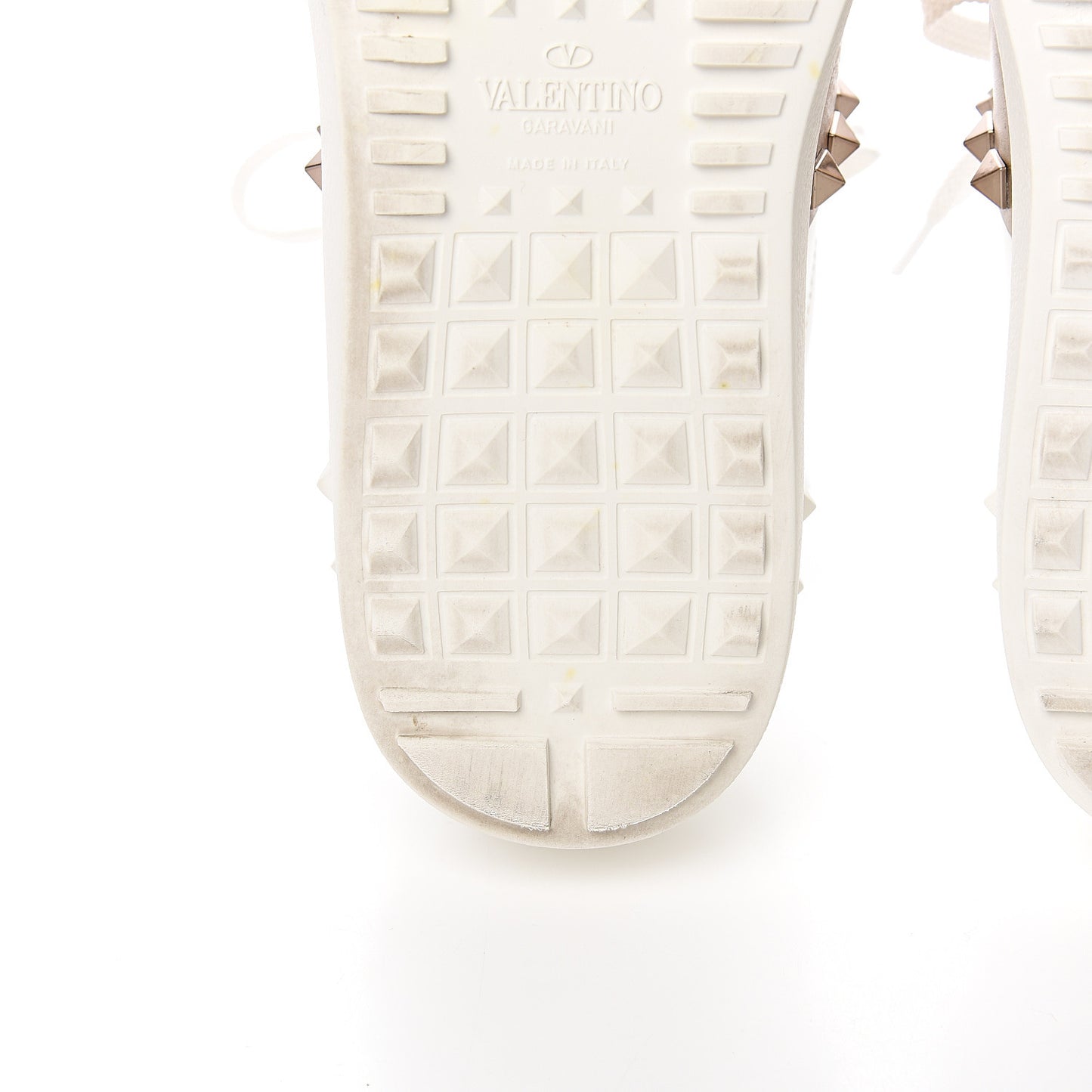 Calfskin Rockstud Untitled Open Sneakers 37 White Pewter