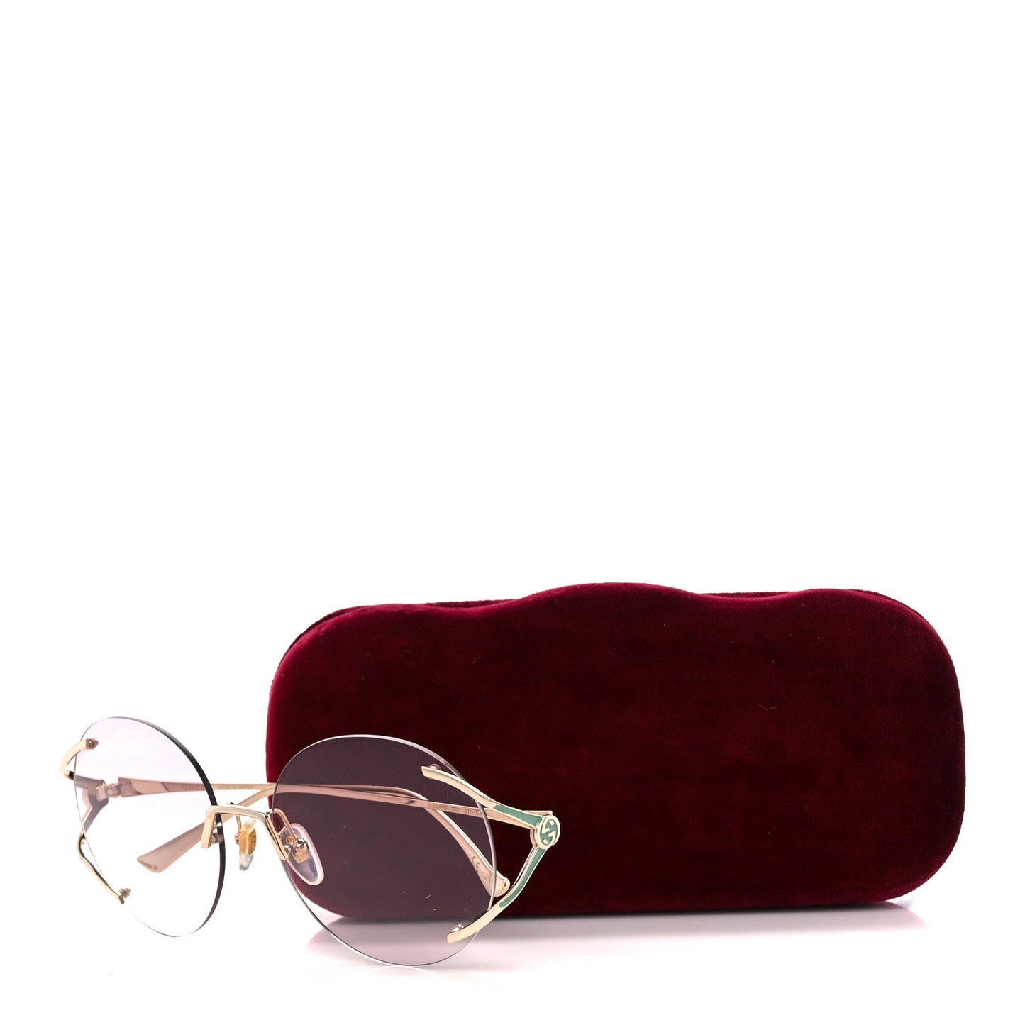 Metal Oversized Round Frame Sunglasses GG0645S Gold Blue