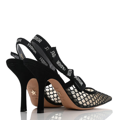 Christian Dior Resille Ribbon J'Adior Slingback 100mm Pumps 38 Black 4 of 8