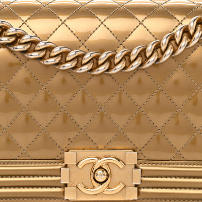 Chanel Metallic Patent Calfskin Quilted Medium Boy Flap Gold 10 of 13