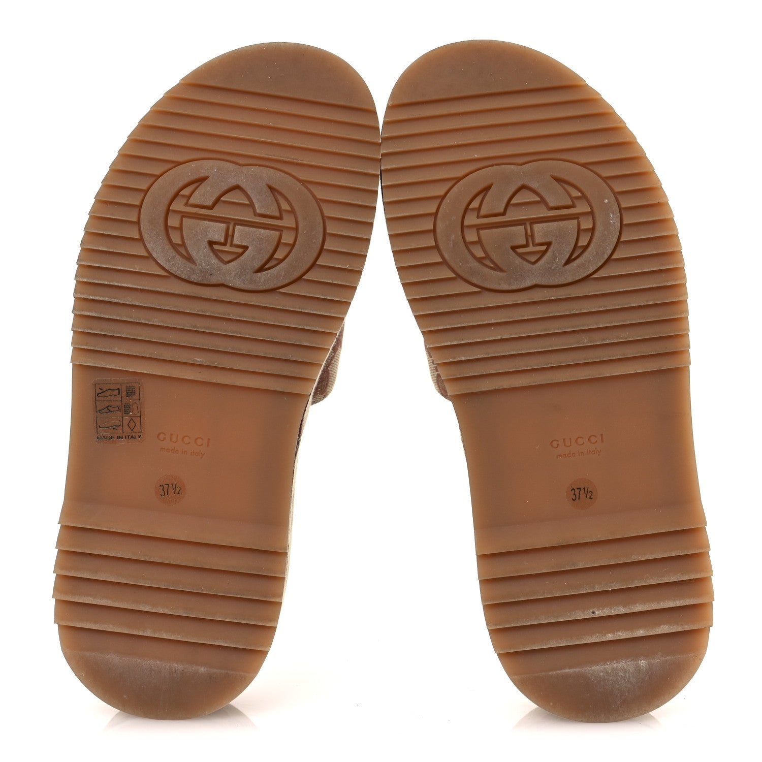 Gucci Canvas GG Monogram Angelina Platform Slide Sandals 37.5 Beige Ruggine 7 of 12