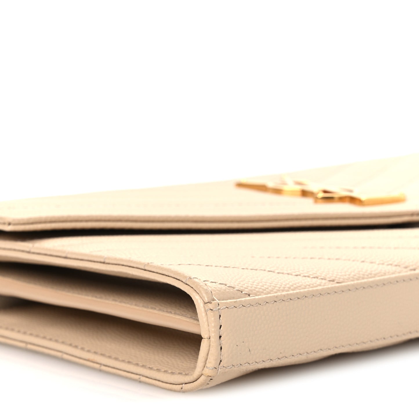 Grain De Poudre Matelasse Chevron Monogram Chain Wallet Nude Powder