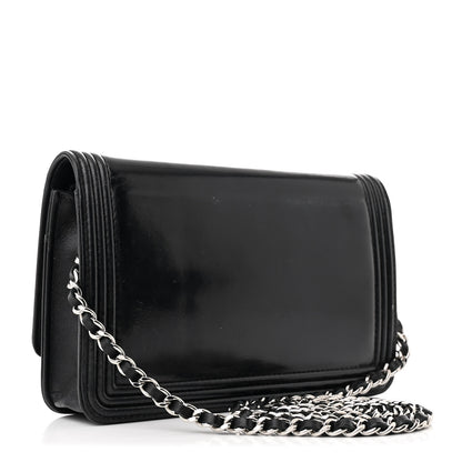 Chanel Glazed Calfskin Boy Wallet On Chain WOC Black 3 of 14