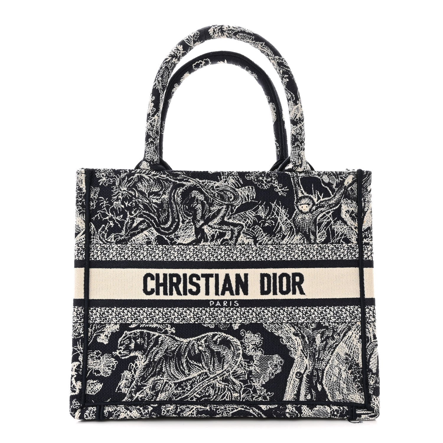 Christian Dior Canvas Embroidered Small Dioriviera Toile De Jouy Book Tote Blue 1 of 12