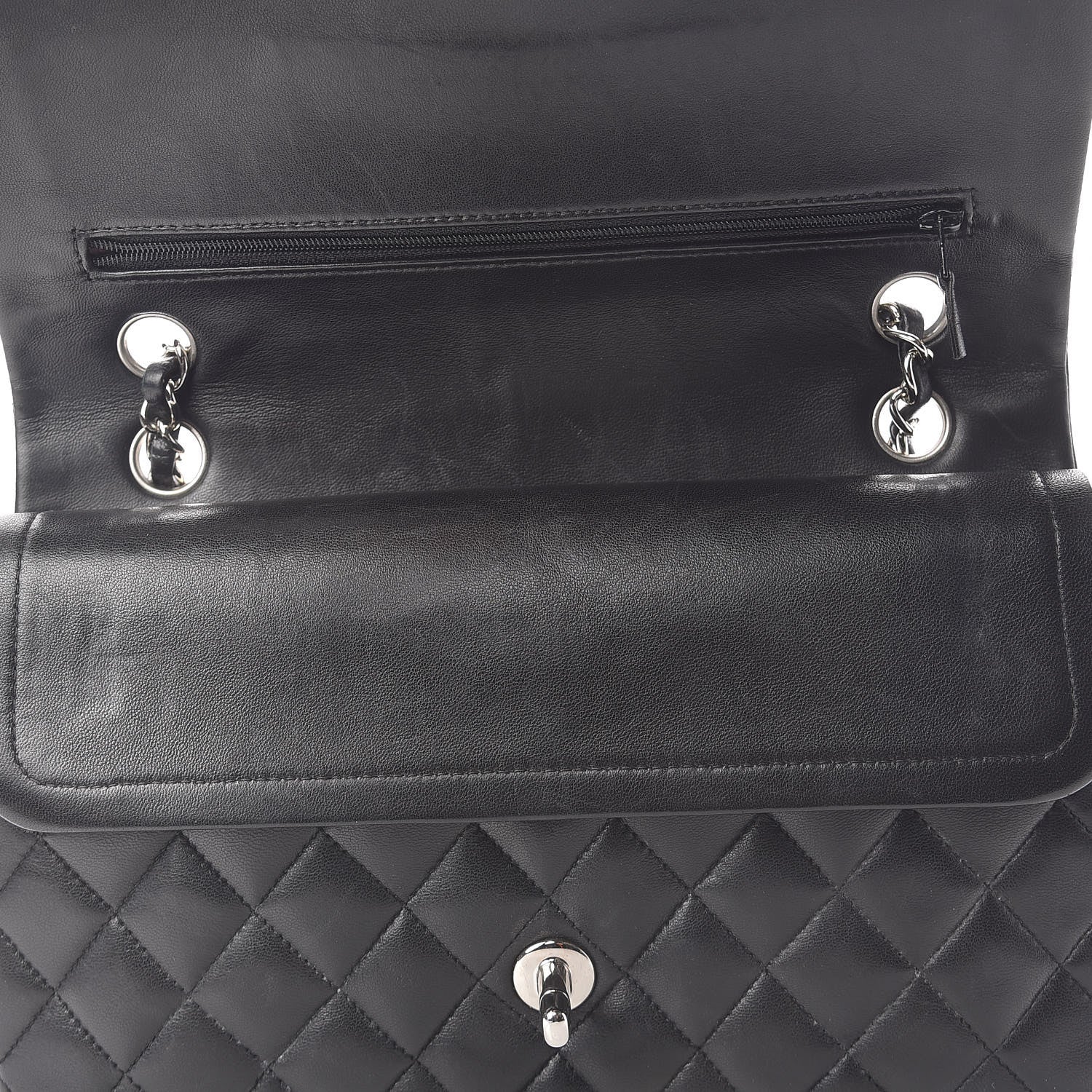 Chanel Lambskin Quilted Medium Double Flap Black 21 of 25