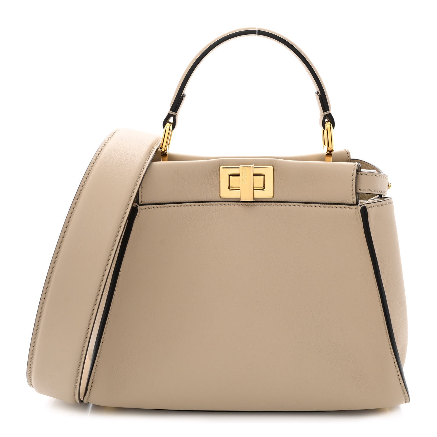 Fendi Vitello Seta Cotton Canvas FF Embroidered Mini Peekaboo Iconic Satchel Nuvola 1 of 10