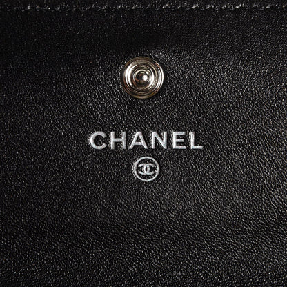 Chanel Lambskin Embossed Camellia Large Gusset Flap Wallet Black 6 of 9