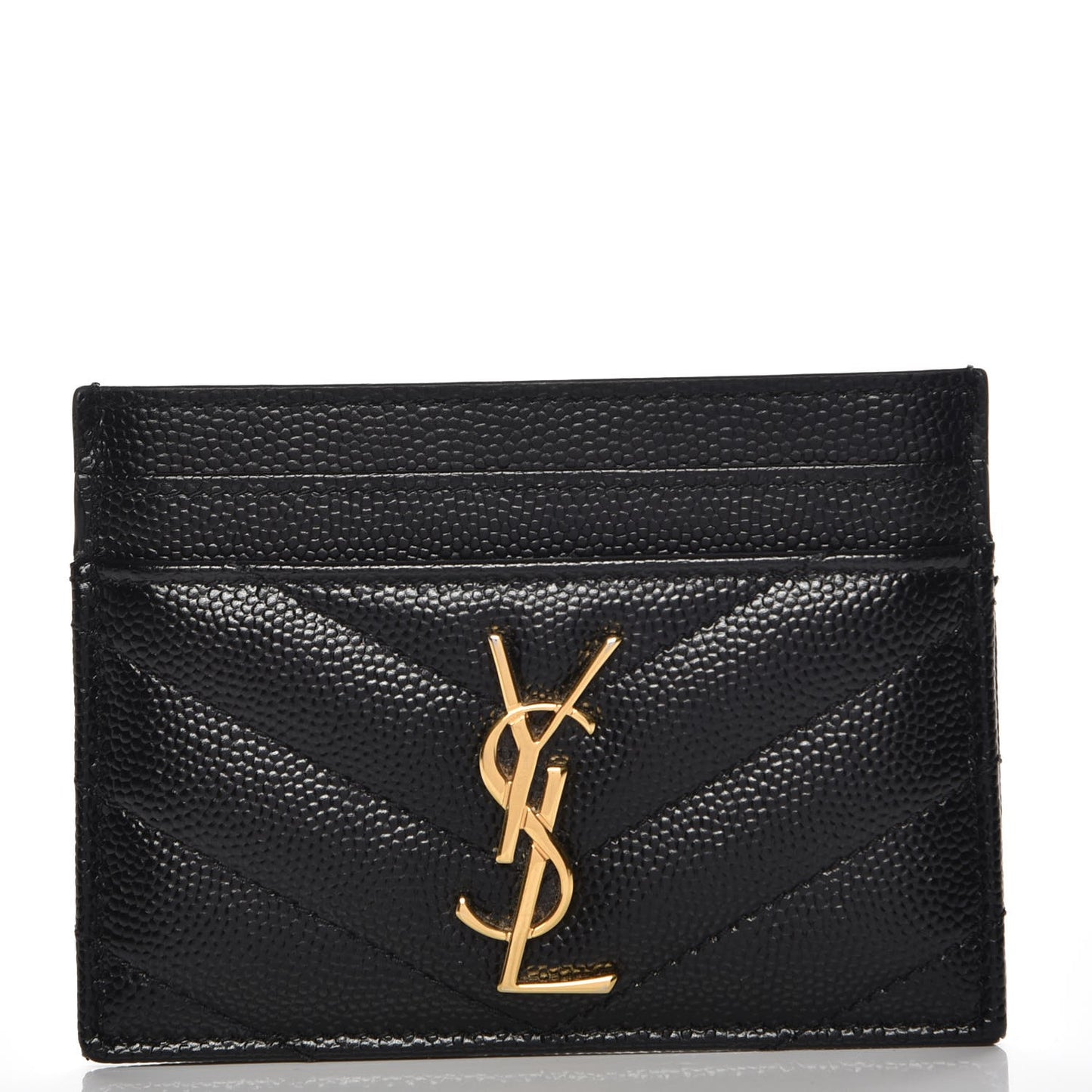 Grain De Poudre Matelasse Chevron Monogram Credit Card Case Black