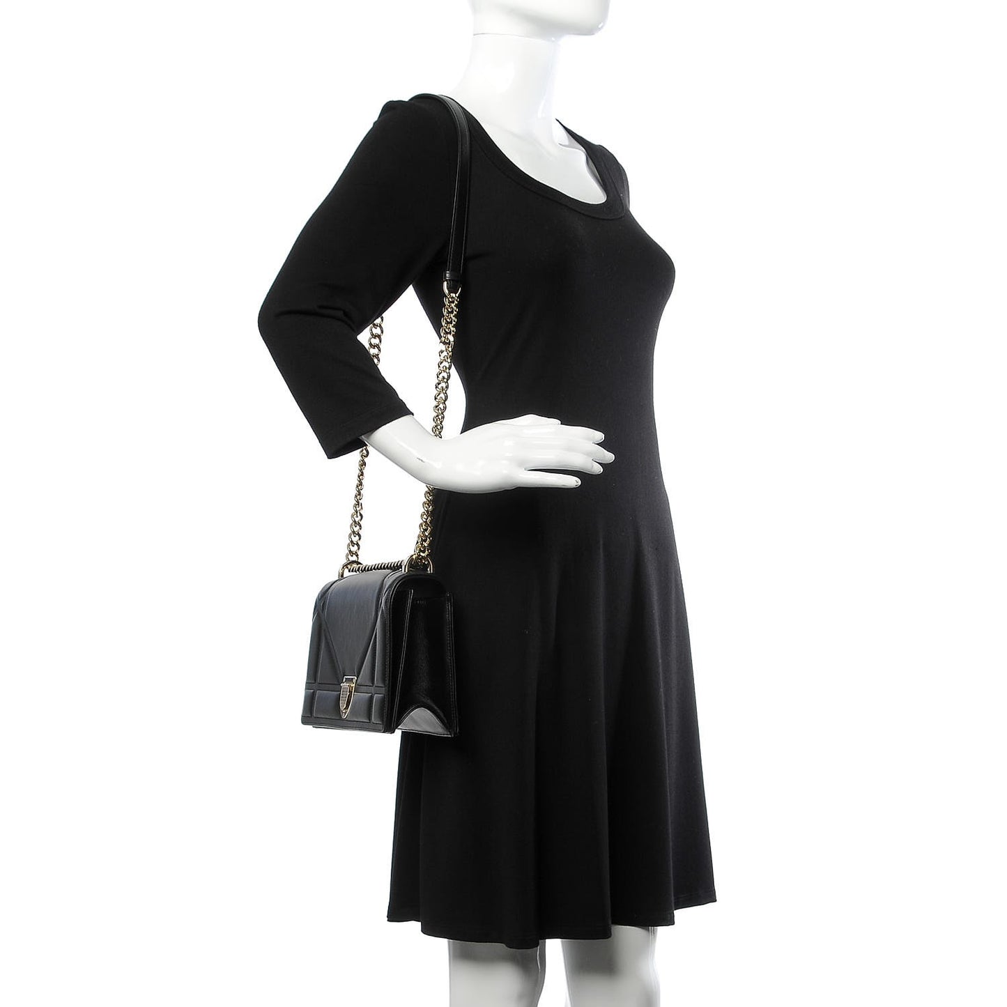 Lambskin Medium Diorama Flap Bag Black