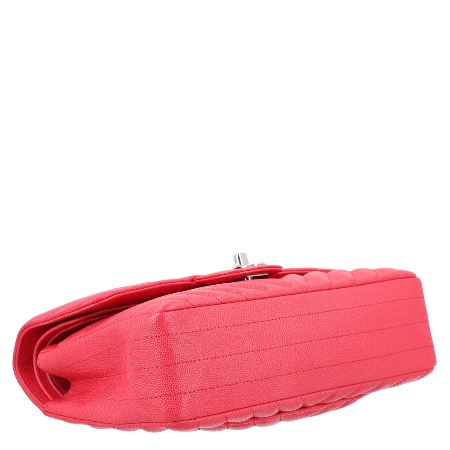 Caviar Chevron Quilted Small Double Flap Dark Pink
