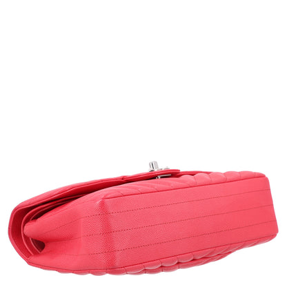 Chanel Caviar Chevron Quilted Small Double Flap Dark Pink 4 of 10