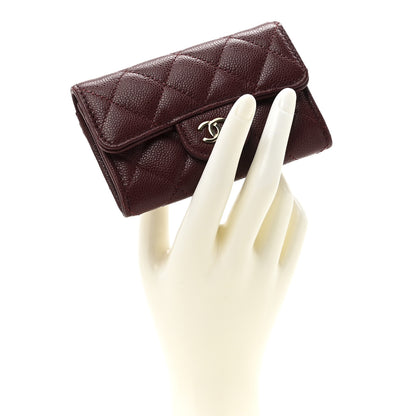 Chanel Caviar Quilted Flap Card Holder Wallet Burgundy 2 of 8
