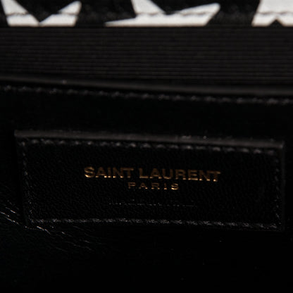 Saint Laurent Lambskin Medium Star Print Monogram Kate Satchel Black White 7 of 7
