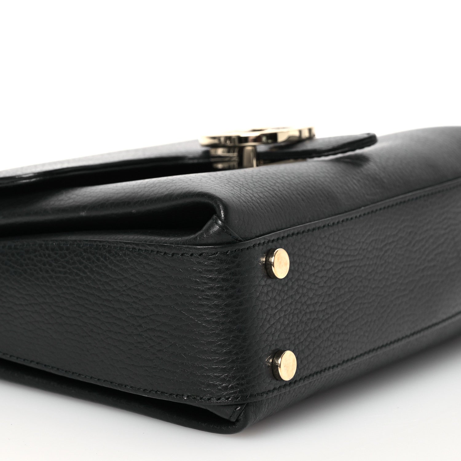 Gucci Dollar Calfskin Interlocking G Top Handle Shoulder Bag Black 9 of 12