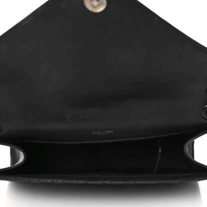 Saint Laurent Grain De Poudre Textured Mixed Matelasse Large Triquilt Monogram Monochrome Satchel Black 5 of 9
