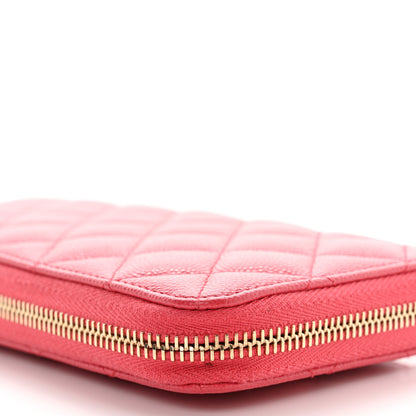Chanel Caviar Quilted Medium Zip Around Wallet Dark Pink 10 of 11