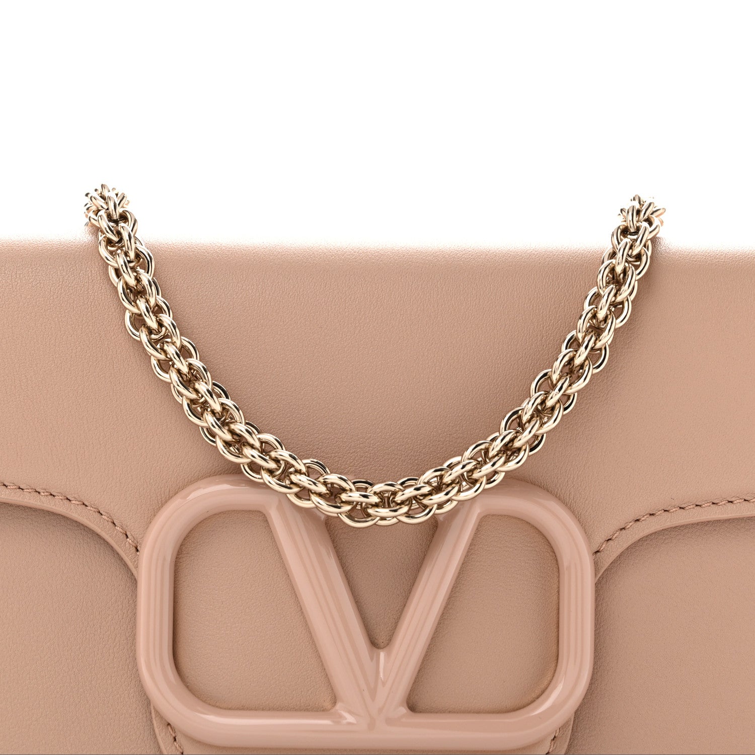 Valentino Garavani Calfskin Enamel Vlogo Loco Shoulder Bag Rose Cannelle 7 of 14