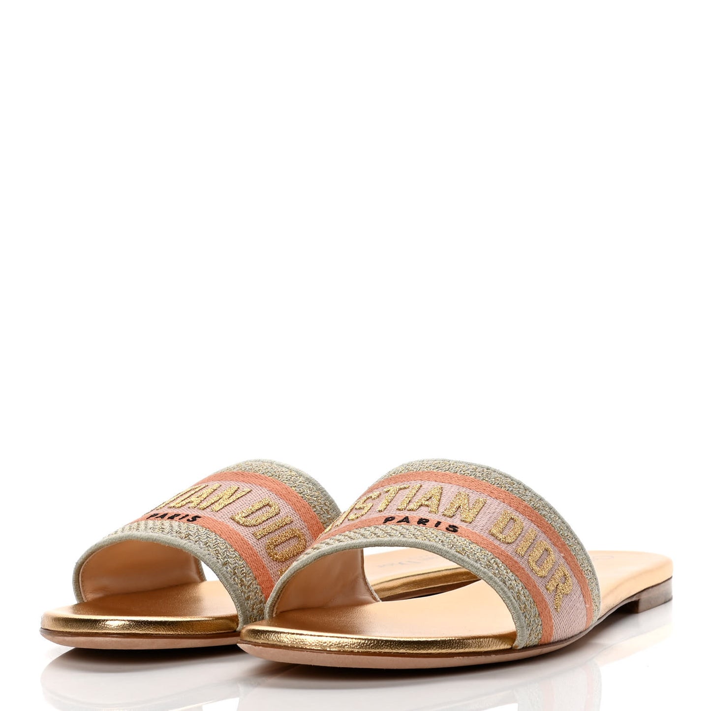 Cotton Embroidered Dway Mules Slide Sandals 40 Platinum