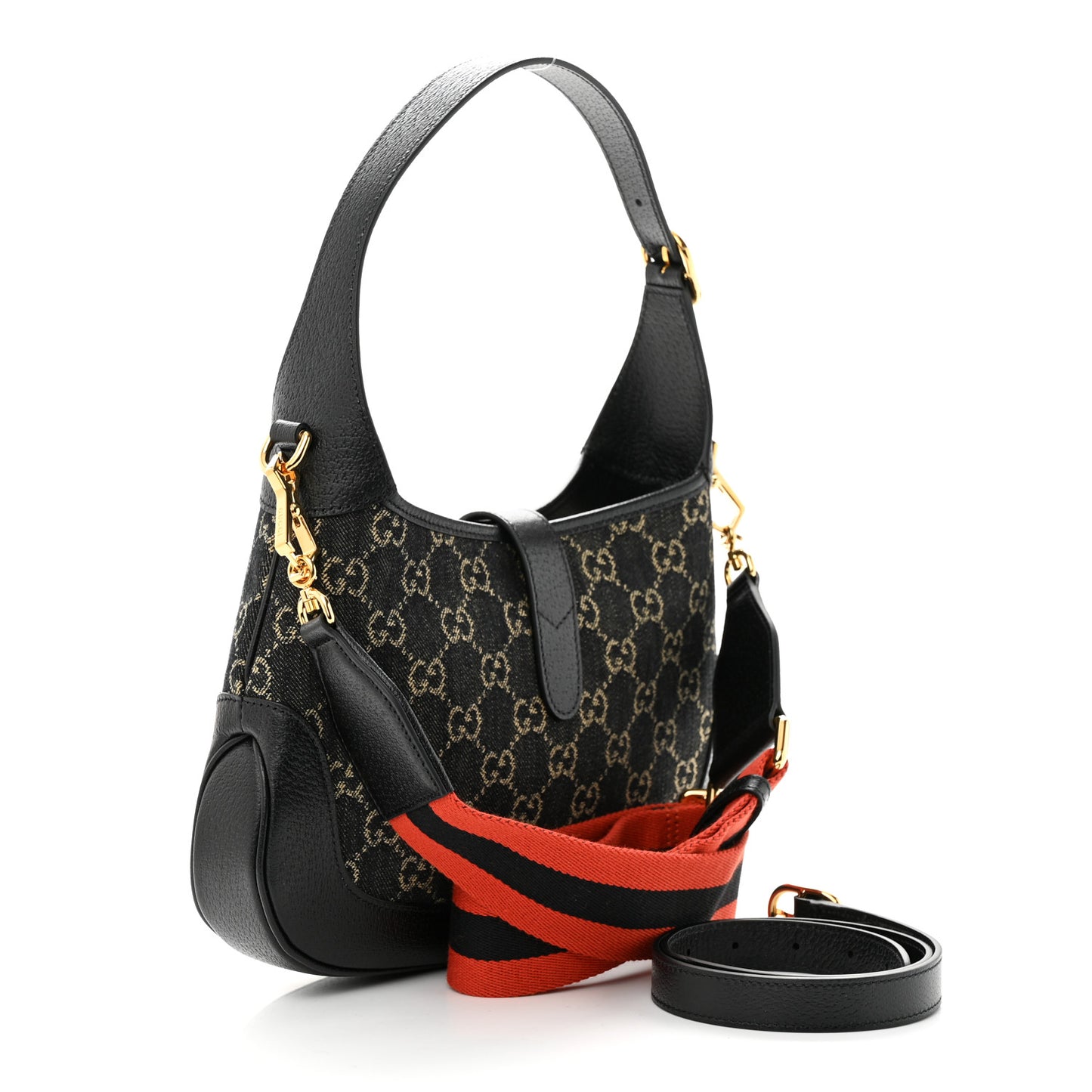 Jacquard Denim GG Monogram Small Jackie 1961 Hobo Black Ivory