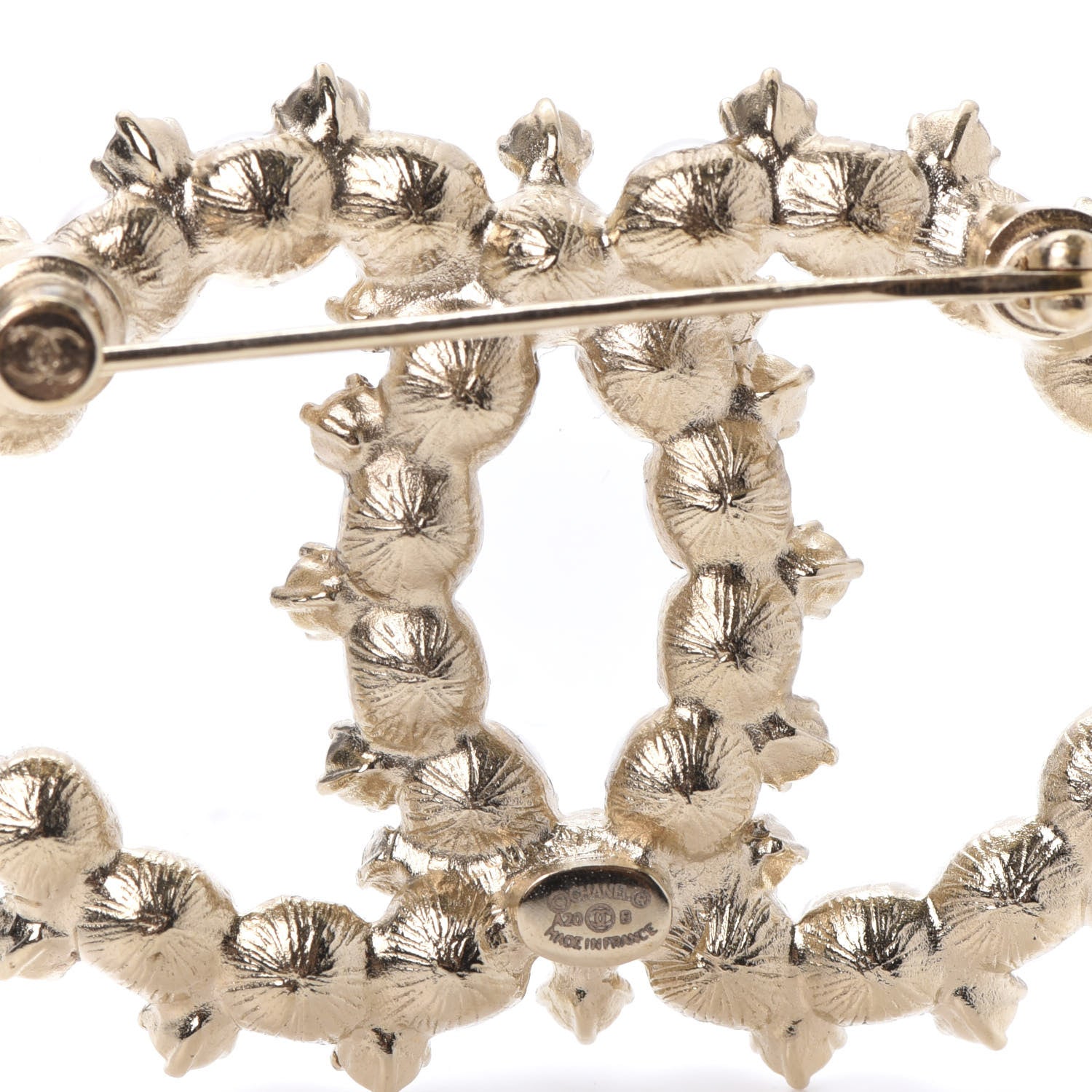 Chanel Pearl Crystal CC Brooch Gold 4 of 5